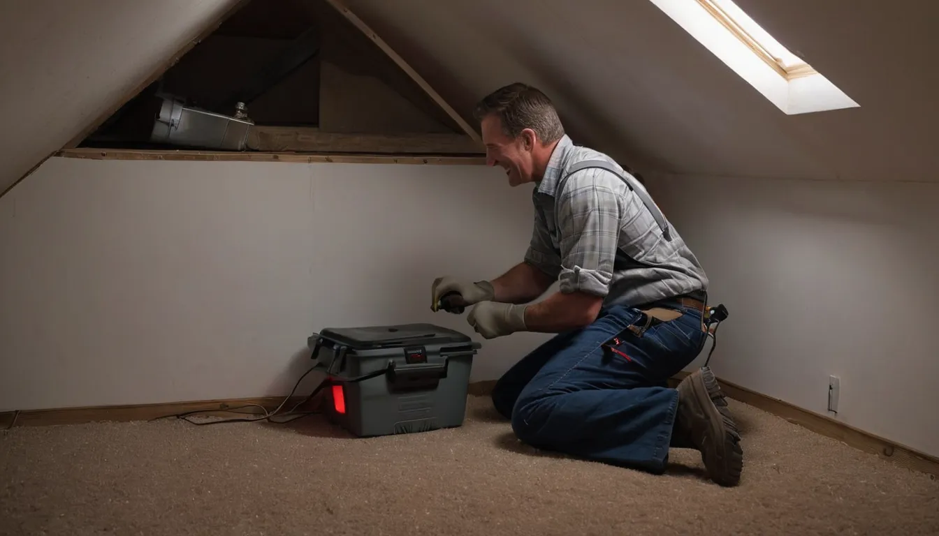 A friendly local provider checking an attic vent for animal entry points at a home in Independence